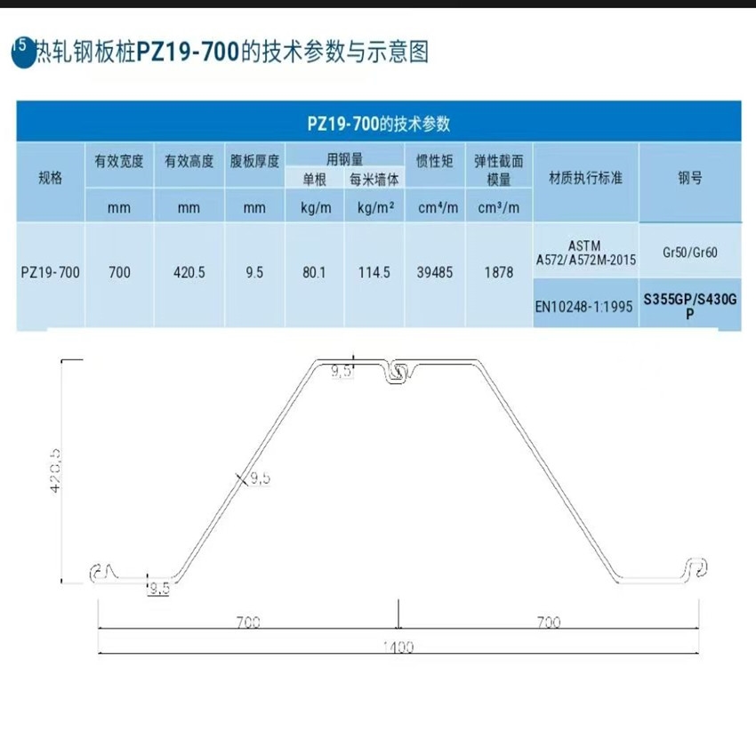  热轧P219-700钢板桩